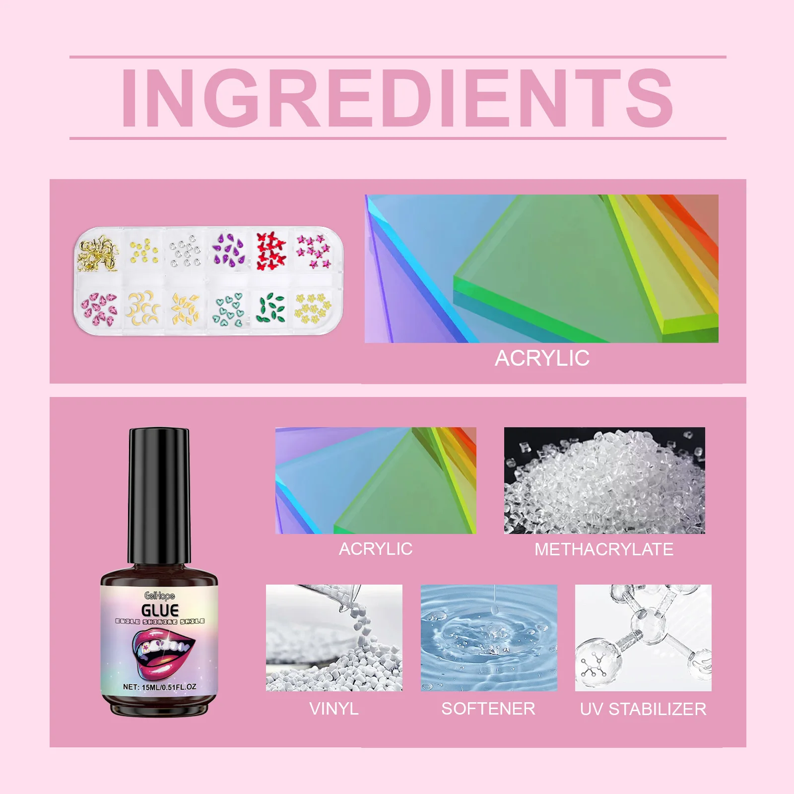 Tand Sieraden Kit DIY Tanden Edelstenen Kit Met Lijmen En Lichte Tanden Heldere Edelsteen Sieraden Decoratie Glinsterende Tand Gem Kit