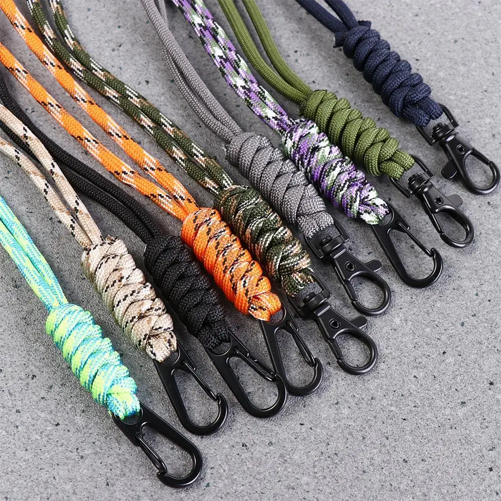 Hanging Rope Backpack Key Ring Necklace Braided Woven Keychain Heavy Duty Lanyard Keychain Lanyard Paracord Lanyard