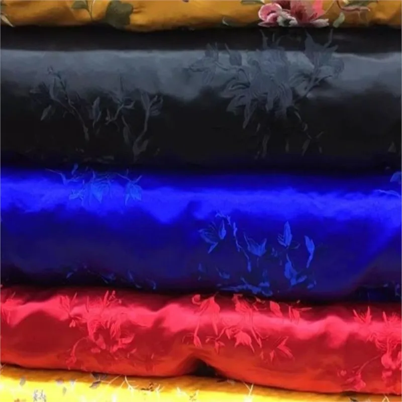 Natural silk satin heavy embroidery fabric brocade Chinese style cheongsam