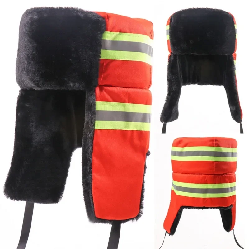Unisex Winter Badge Hat Thick Fleece Lined Warm Ear Cover Cotton Cap Outdoor Riding EU US