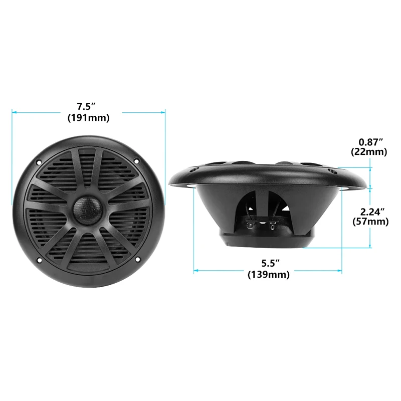 Altavoz marino IP65 de 6,5 pulgadas, instalación integrada a prueba de agua, altavoces exteriores para yate, barco, RV, altavoces de techo