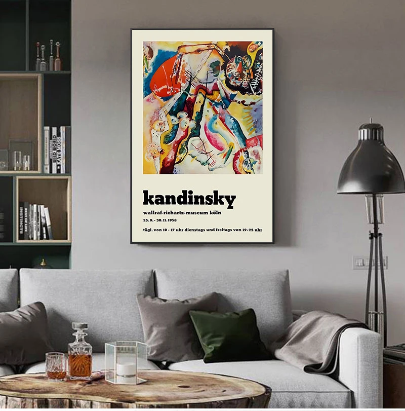 French Wassily Kandinsky Art Canvas Print Abstract Painting Mid Century Modern Wall Art Picture Museum Exhibition Poster Decor