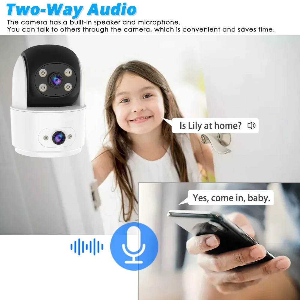 Smart Home 10MP Dual Lens HD Video Surveillance Camera IP Security Cameras Indoor Wireless CCTV Two Screens Baby Monitor O-Kam