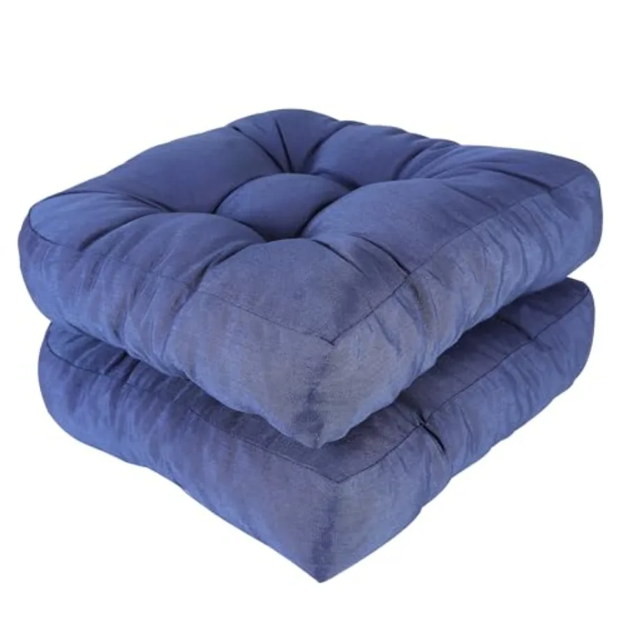 

17 x 17 Patio Chair Cushions Navy - Outdoor/Indoor Tufted Memory Foam Chair Pads Set of 2 Water-Resistant Olefin Chair Seat Cus
