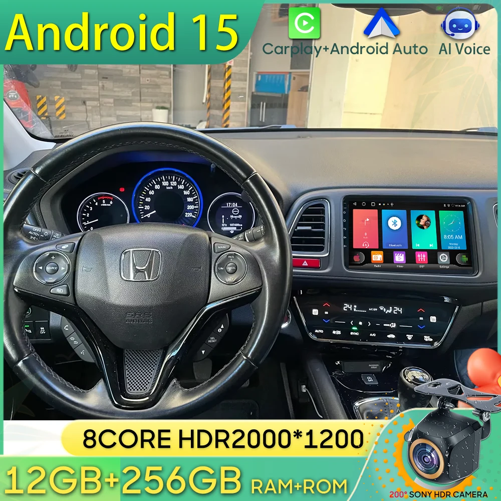 

Android 15 Car Radio For Honda Vezel HR V HRV XRV 2015 2016 2017 2018-2020 GPS Navigation Android Auto Carplay Wifi No 2din DVD