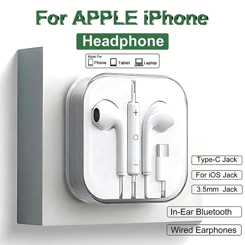 Fones de ouvido com fio tipo C para Xiaomi Redmi Poco Oneplus OPPO Huawei Honor Samsung, fones de ouvido de 3,5 mm para laptops e tablets.