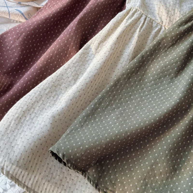 

2025Summer New Forest Style Retro Lace Trim Girls' Dress Polka Dot Jacquard Sleeveless Children's Dress