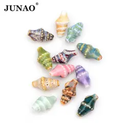 JUNAO 10x20mm Mix Color Pink Conch Ceramic Beads Handmade Spacer Bead Pendant Jewelry Making Beads For DIY Bracelet Necklace