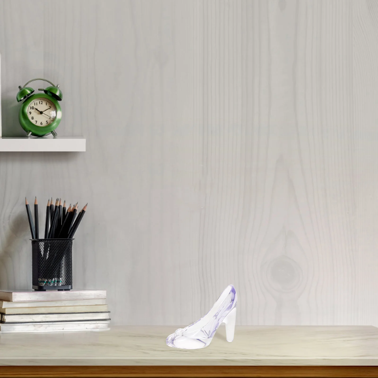 

Glass Slipper Ornament Decorative High Heel Shoe Statue with Delicate Bow Wedding Birthday Party Supplies Princess Glass Shoe