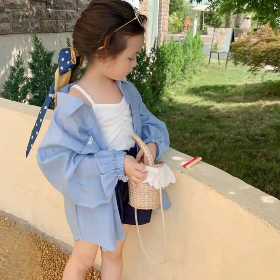 

Girls Korean Version Lightweight Silk Linen Shirt Sun Protection Shirt Summer Loose Air Conditioned Shirt