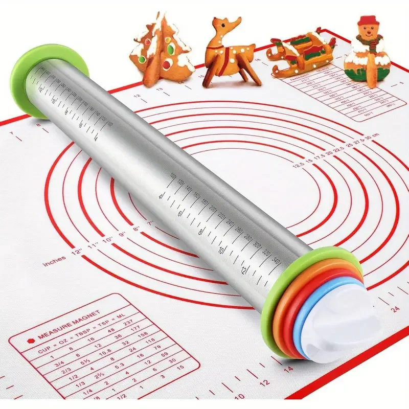 

Скалка с регулируемой толщиной, нержавеющая сталь с измерительными метками, даже тесто, каждый раз, кухонный инструмент для выпечки, легко чистится