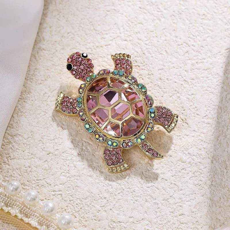 Diamond inlaid fashionable retro little turtle brooch