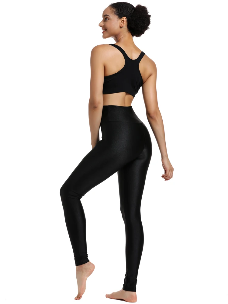 Speerise Naked Feeling Womens High Waist Sports Workout Leggings Gloss Spandex Tights Yoga Pants Elastic Nylon Athletic Trousers