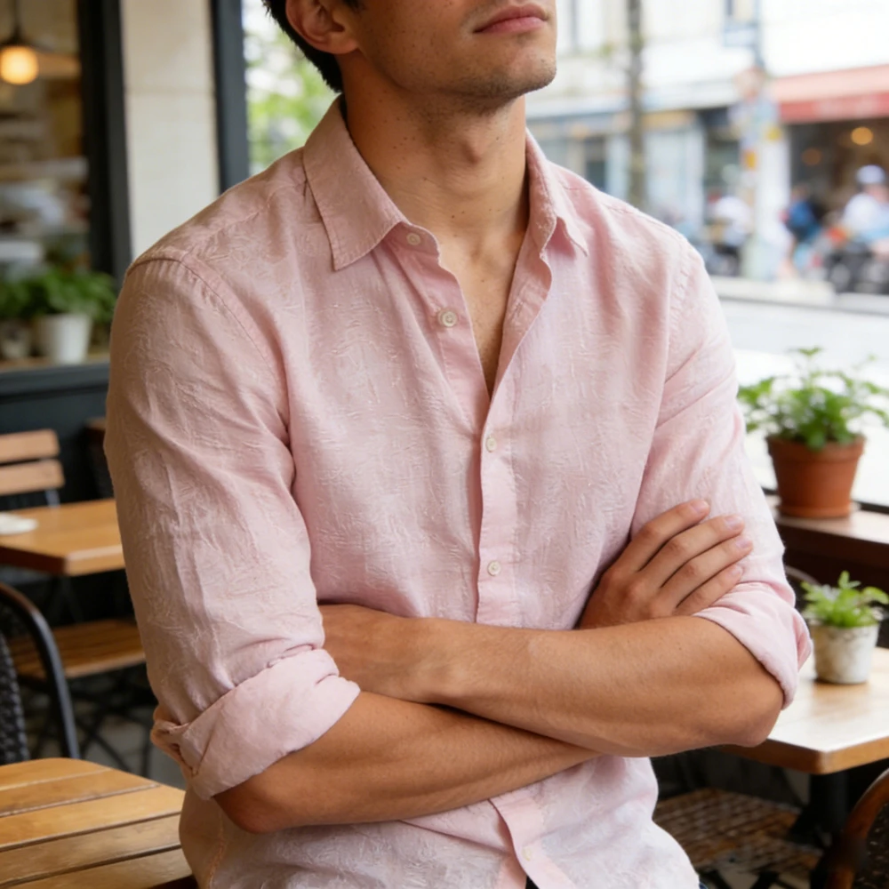 

2026 Men's Casual Long Sleeves Shirt Linen Top Casual Street Wear Lapel Button Shirt Men's Retro Vacation Shirt Fast Delivery