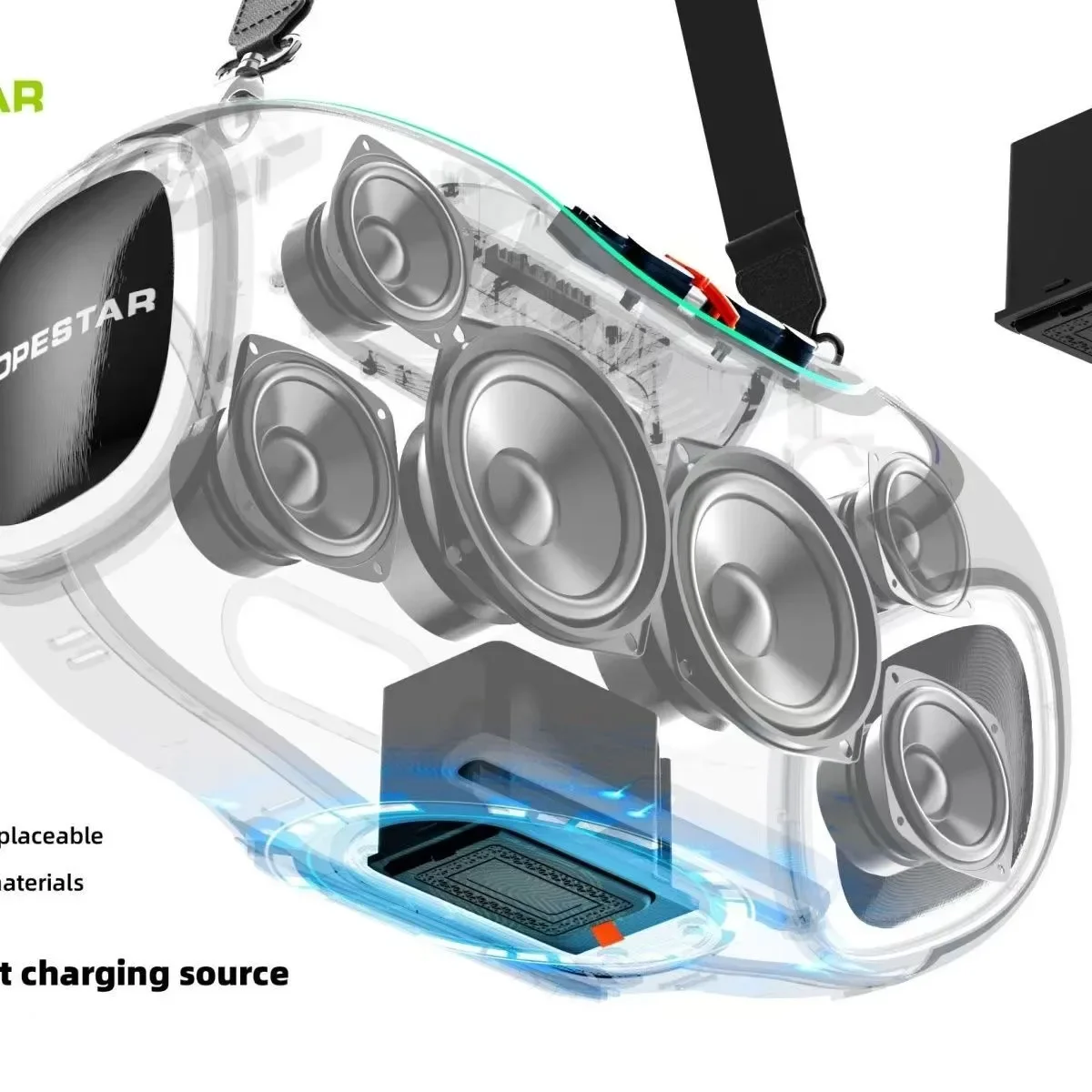 Hopestar A80 Portable Speaker 350W RGB Wireless Subwoofer High Quality Home Theatre USB Audio Player for Parties And Computers