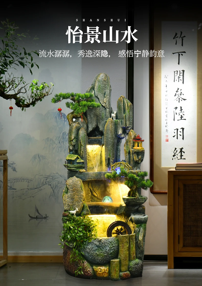 Large Artificial Mountain and Fountain Waterfall Floor Indoor