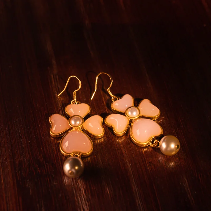 Medieval vintage glass love pearl earrings necklace for women‘s girl party gift jewlry whosale