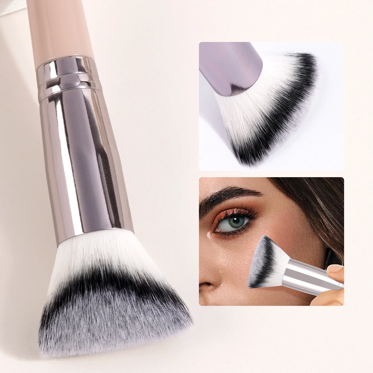 MAANGE Angled Contour Makeup Brush Premium Synthetic Hair Kabuki Foundation Brush for Base Makeup Blending Liquid Cream Powder