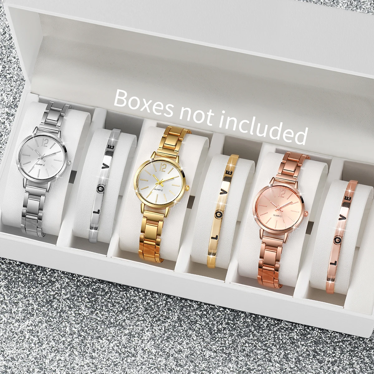

Мода Feminina Relógios Simples Pequeno Mostrador Relógio de Quartzo Pulseira Conjunto Reloj Mujer (Sem Caixa)