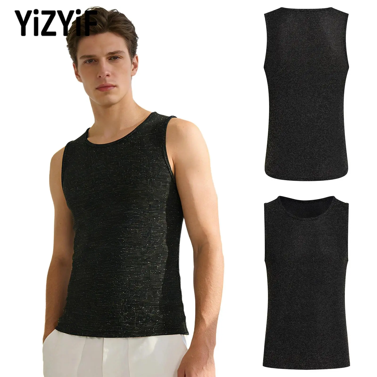 

Men Shimmer Running Tank Top Sparkling Sleeveless Breathable Lightweight for Marathon Training Hot Sale 2026