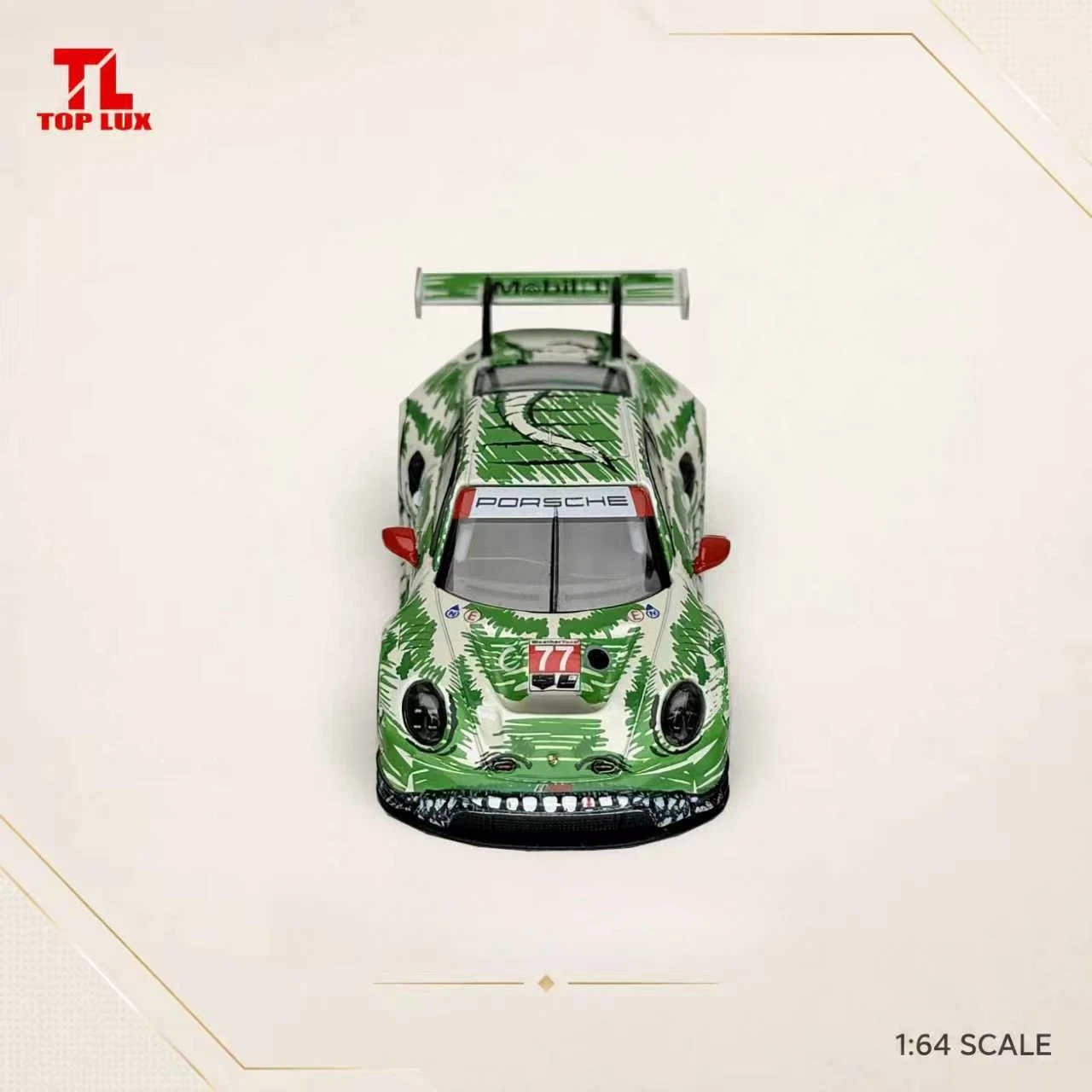 tl-1-64-911-gt3-スケッチドラゴン-ホワイトグリーン-グラフィティグリーン-ダイナソー-no77-ペイント合金モデルカー-予約注文
