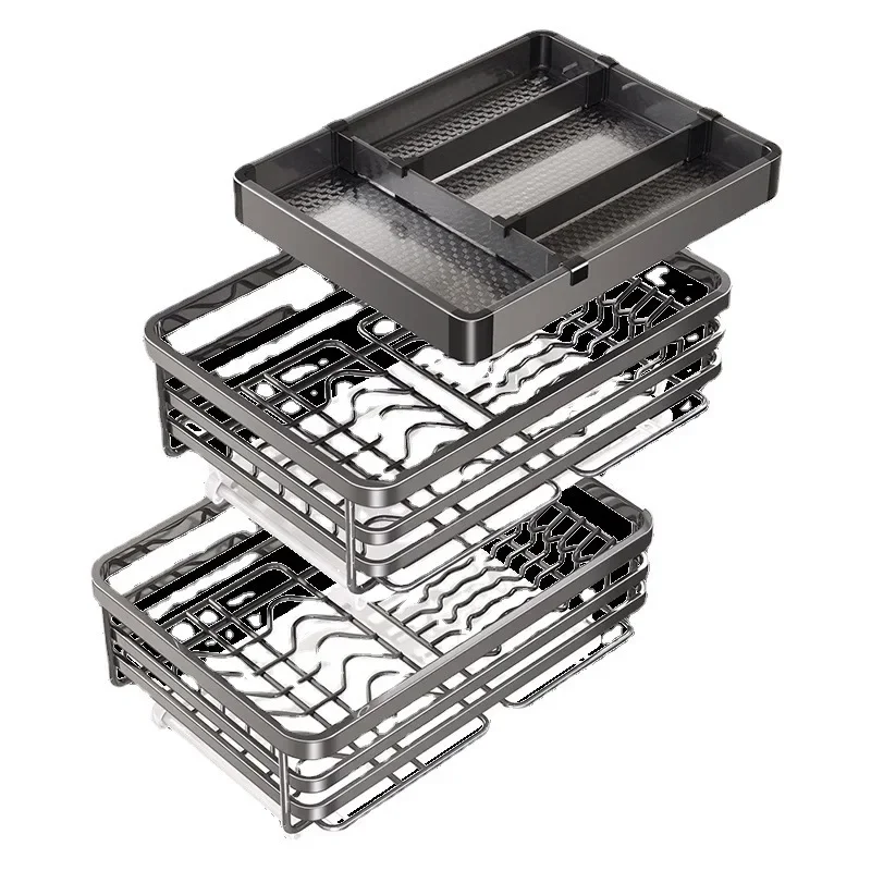

Stainless steel, small size, single door cabinet, pull basket kitchen, drawer, door opening, dish rack tool