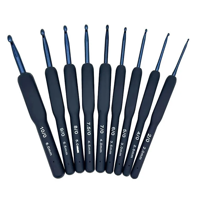 Soft Grip Crochet Hooks Set, Aluminum Knitting Needles with TPR Handle, DIY Weaving Tools for Handmade Crafts