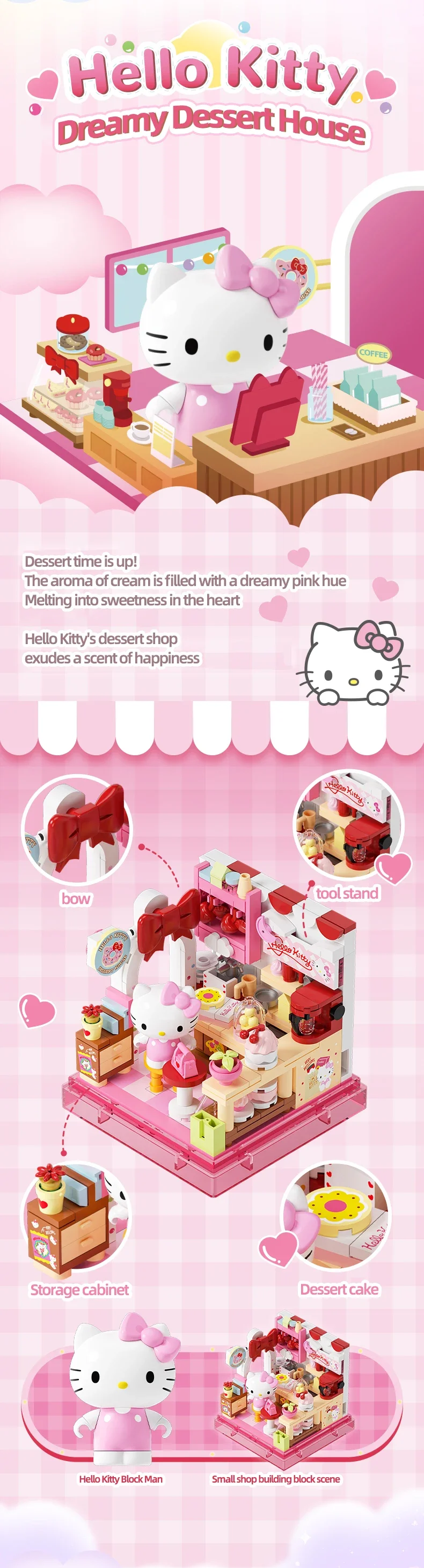 AREA-X Sanrio Serie Kuromi Hellokitty Cinnamoroll Bausteine MOC Kreative Haus Ornament Modell Ziegel Spielzeug Für Erwachsene Geschenke – Detail 2