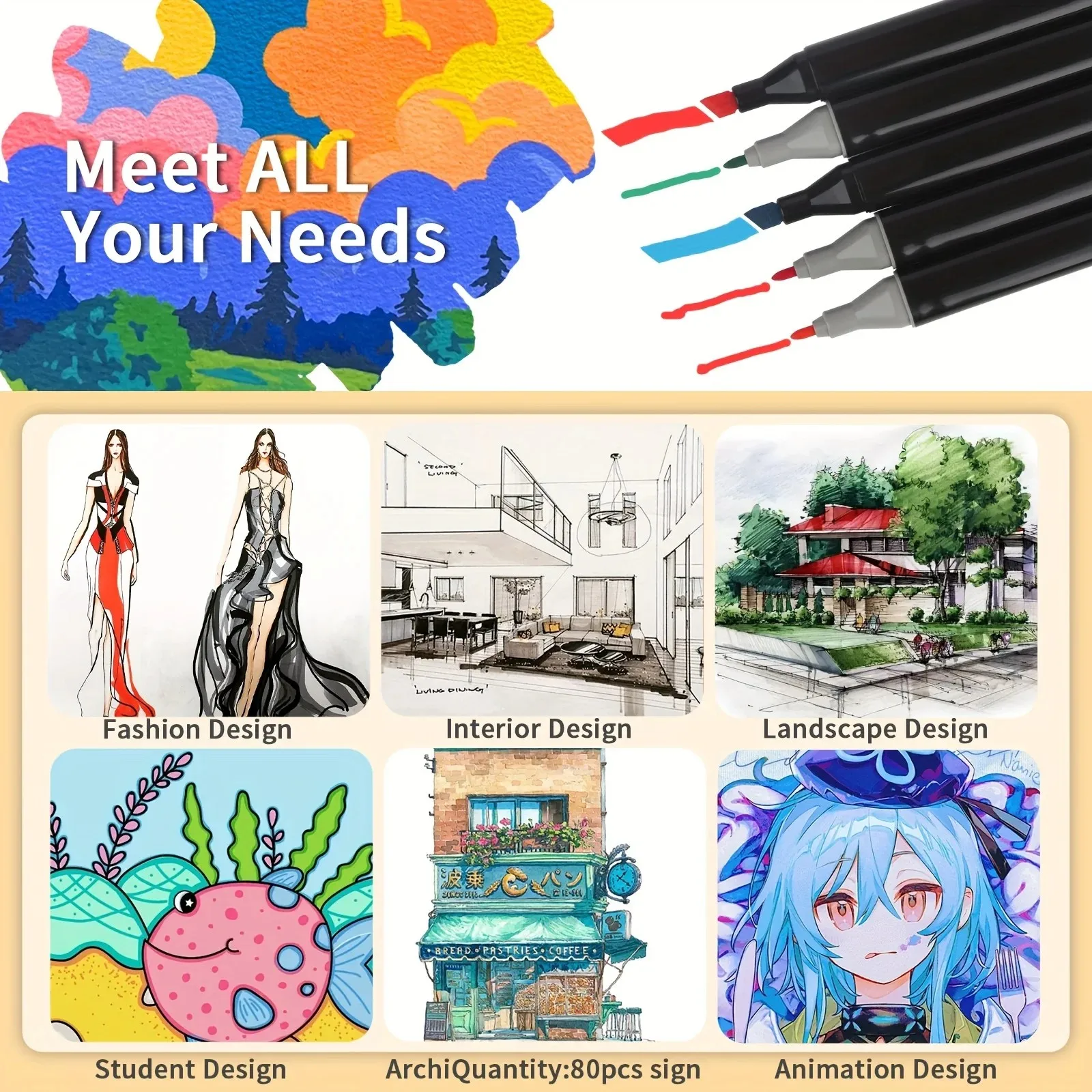 مجموعة أقلام رسم فنية للكحول ذات طرف مزدوج 24-168 لونًا، أقلام رسم احترافية للرسم/الرسم/المانغا، صانعات للبالغين والطلاب #6