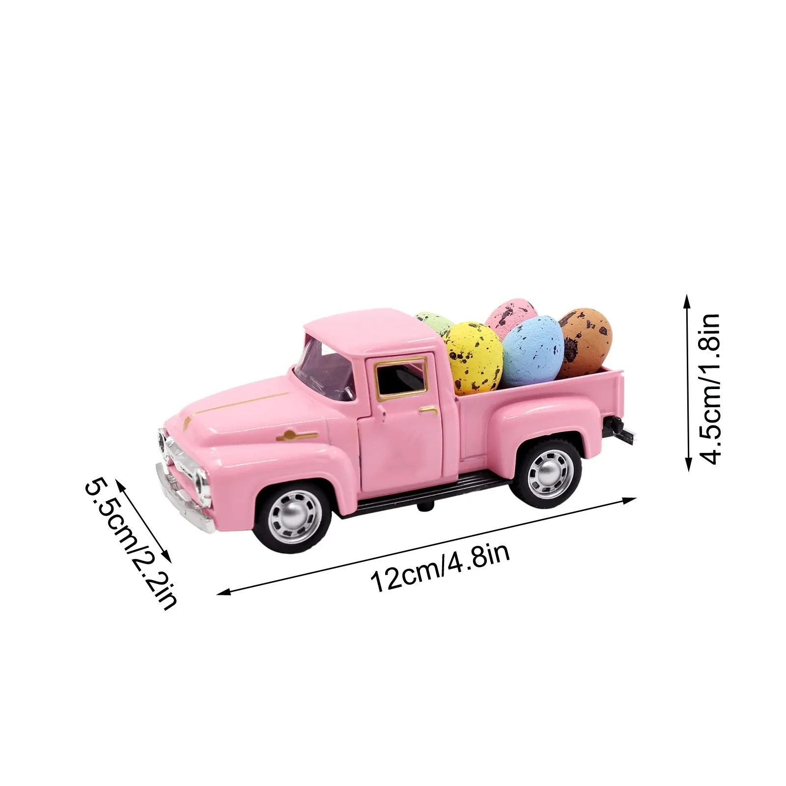 1 Pc Car Model Mini Pink Easter Happy Decoration Truck Can Be Loaded With Resin Truck Decoration Without Eggs