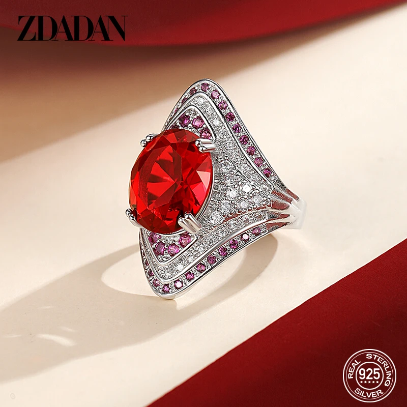 ZDADAN – bague en argent Sterling 925 avec rubis pour femmes, bagues en Zircon, bijoux à la mode, cadeaux