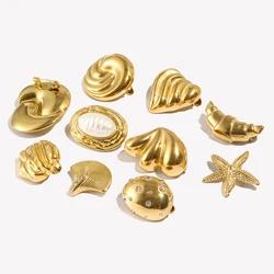 E.B.belle Moon Starfish Imitation Pearl Heart Shell Brooches Stainless Steel Jewelry For Women Fashion Clothing Bag Charm