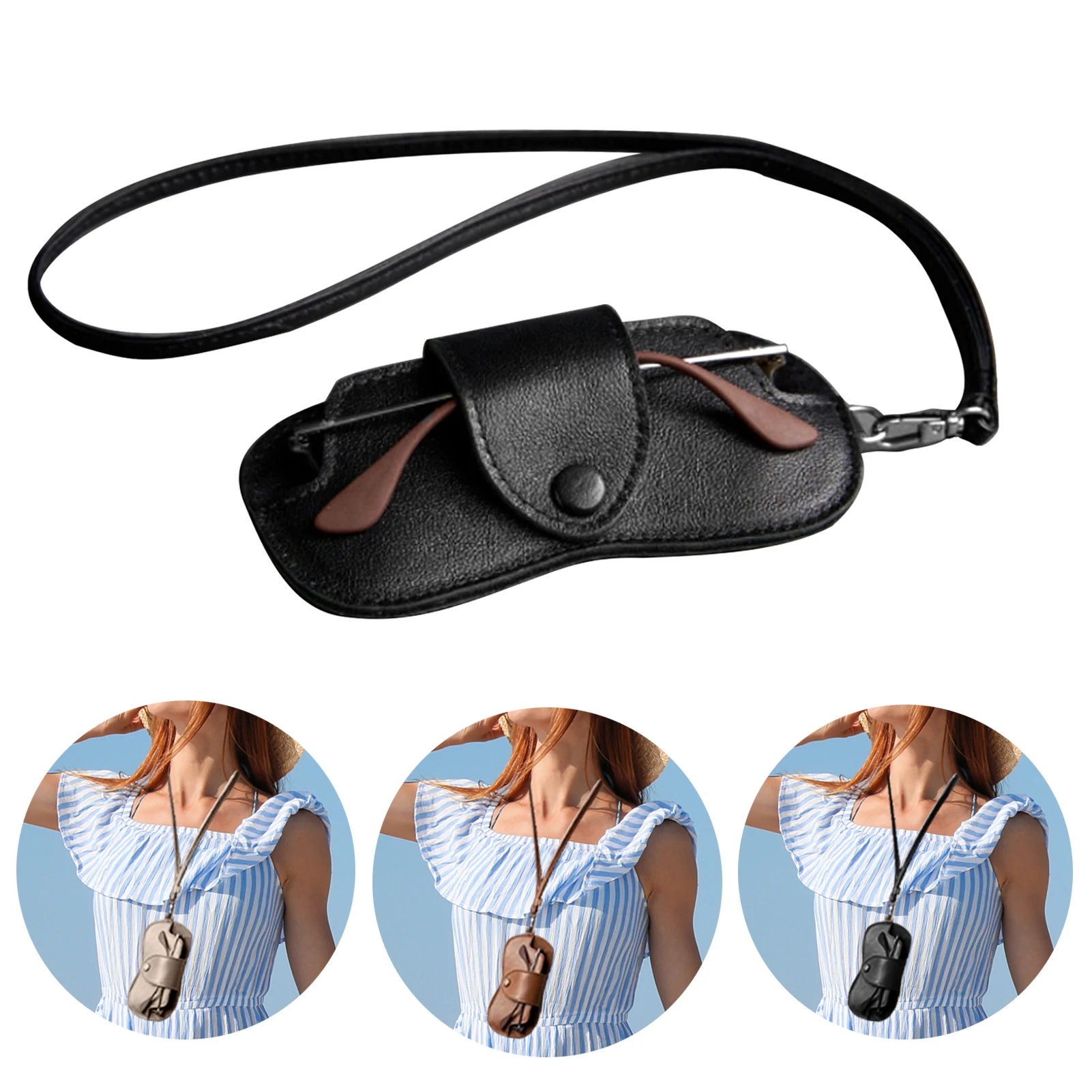 Soft Leather Sunglasses Bag Eyeglasses Case Squeeze Top Portable Ultra Slim PU Glasses Case Holder Organizer Bag With Wrist