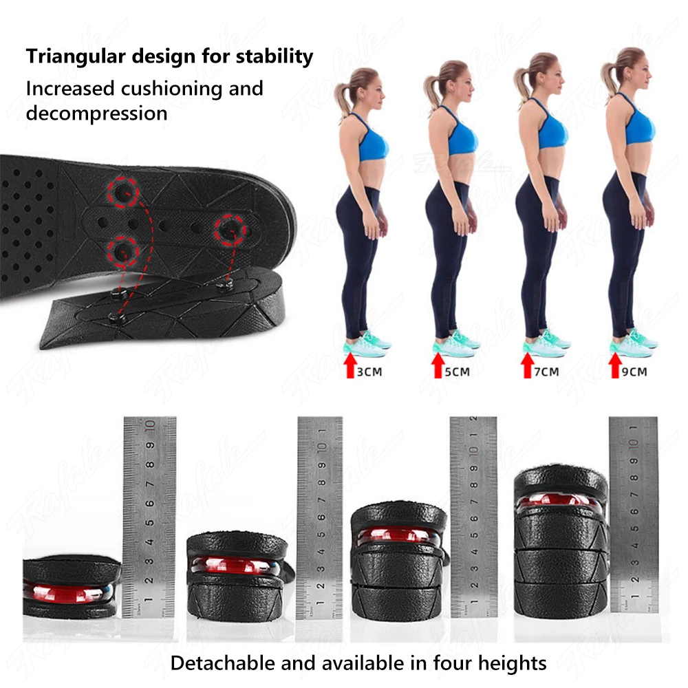 Height Increase Shoes Insoles Cushion Heighten Growing Soles Lift Adjustable Cut Insert Taller Sports Pad Height Template Unisex