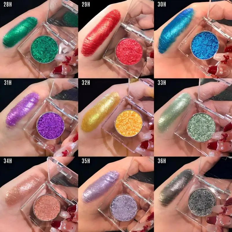 Makeup Chameleon Eyeshadow Single Palette Print Logo Colorful Shimmer Glitter Metallic Shadow Duo Chrome Eye Shadows 10pcs
