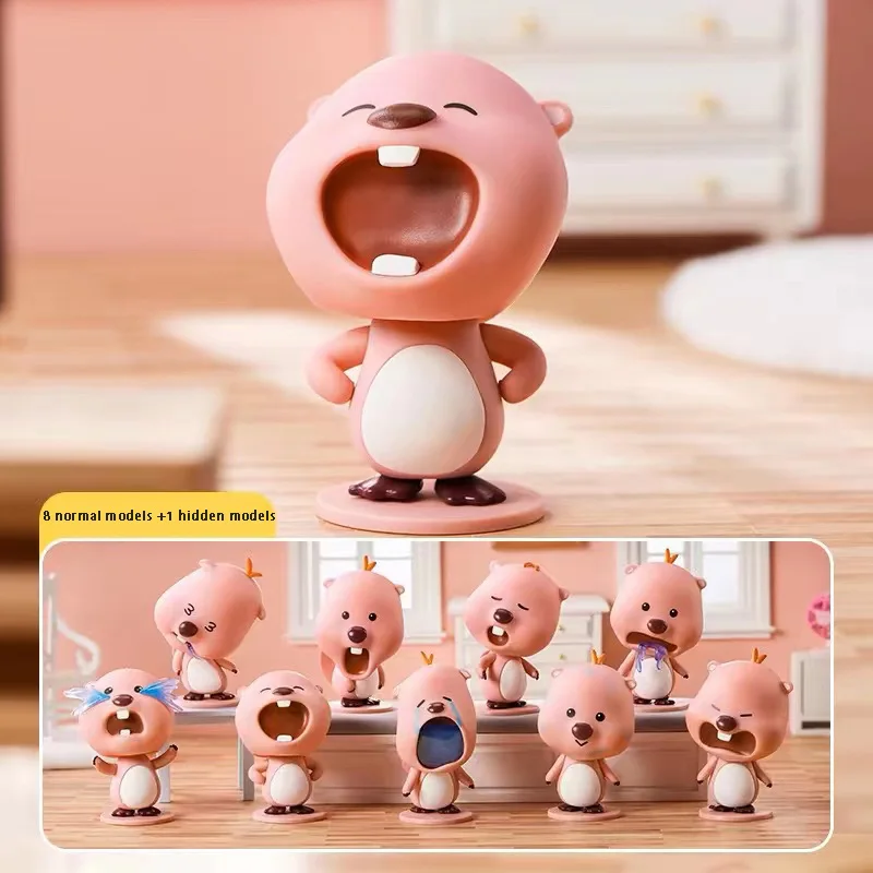 Miniso Zanmeng Loopy kotak buta lucu bergetar kepala boneka asli buatan tangan ornamen Desktop