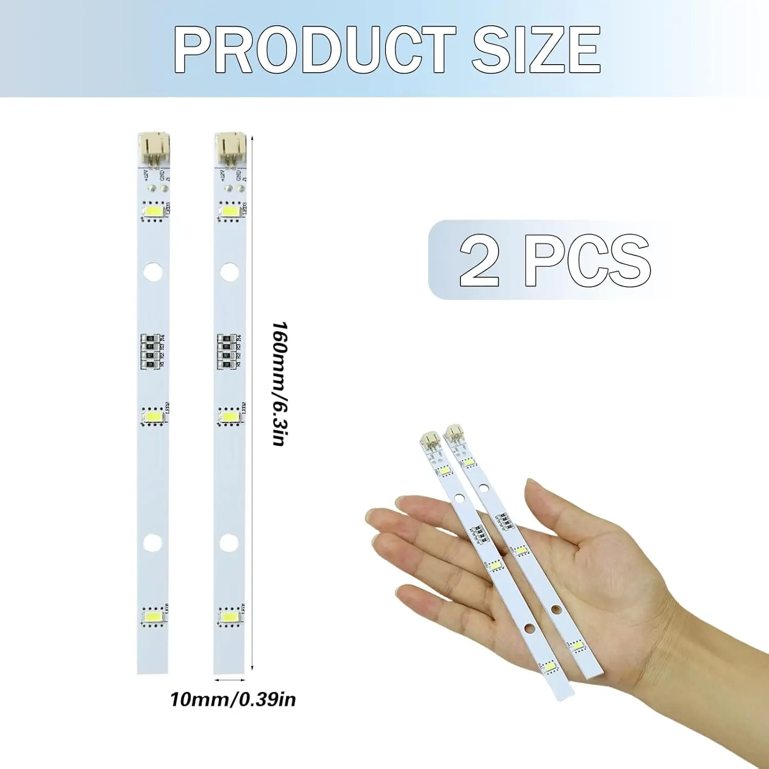 Tira de luces LED de 2 piezas para refrigerador RONGSHENG/HISENSE E 349766   MDDZ-162A 1629348 1529227   Compatible con barra de luz LED para frigorífico DC12V 2W