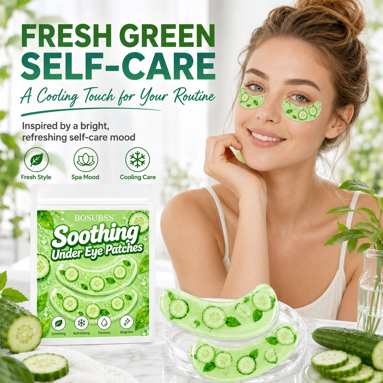 10 Stück Gurken-Gel-Augenpads, feuchtigkeitsspendend, erfrischend, beruhigend, Augenmaske, tägliche Gesichtspflege, Hautpflege, Augenbehandlungspads – Detail 9