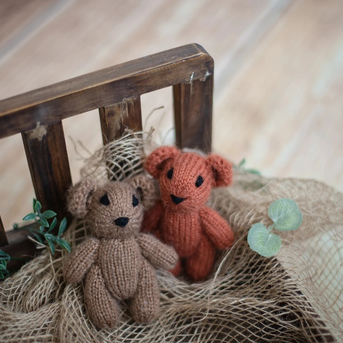 Handmade Knitted Teddy Bear Toy Newborn Photography Props Crochet Mohair Stuffed Animal Doll Photo Shoot Prop