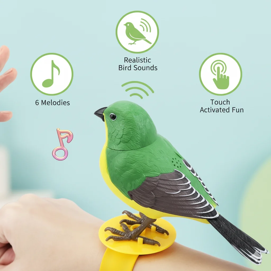 Electric Singing Simulation Bird Toy Light Sound Control Interactive Talking Bird For Kids Decoration Creative Educational Gift