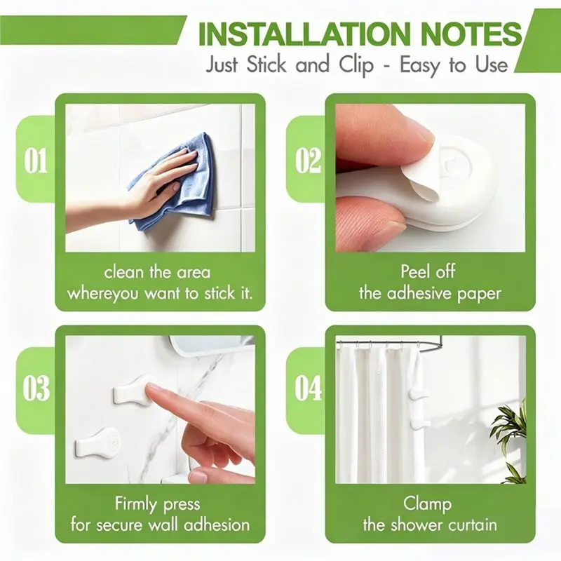ABNM 4-Pack Magnetic Silicone Shower Curtain Clips Keep Liner Closed