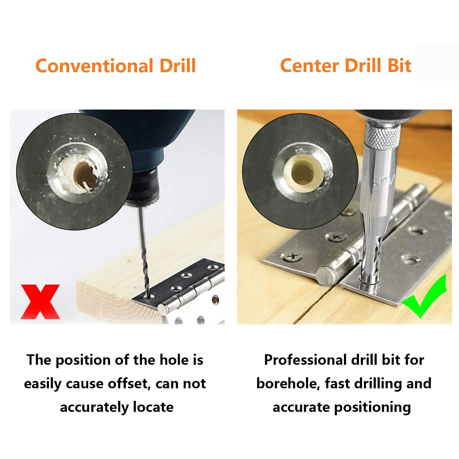 Set Of High Speed Steel Self Centering Lock Hinge Drill Bit Set Hardware Drawer Pilot Hole Guides HSS Tool Parts