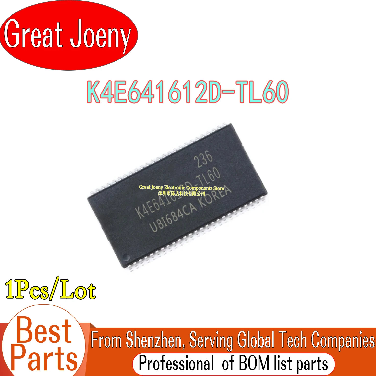 

100% New Original K4E641612D K4E641612D-TL60 K4E641612 IC Chipset TSOP-50