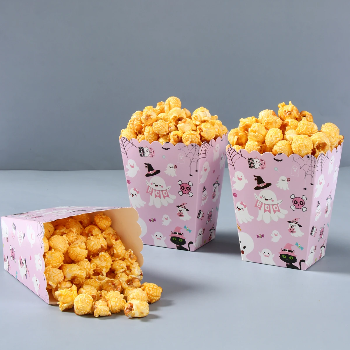 

10pcs Halloween Ghost Popcorn Box Halloween Party Favor Gift Box Pumpkin Candy Gift Packing Box for Halloween Party Decoration