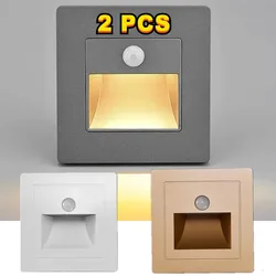 LED Wall Recessed Night Light, Sensor de Movimento PIR, Stair Light, Step Lamp, Iluminação do corredor, Iluminação de parede interior, AC 85-265V