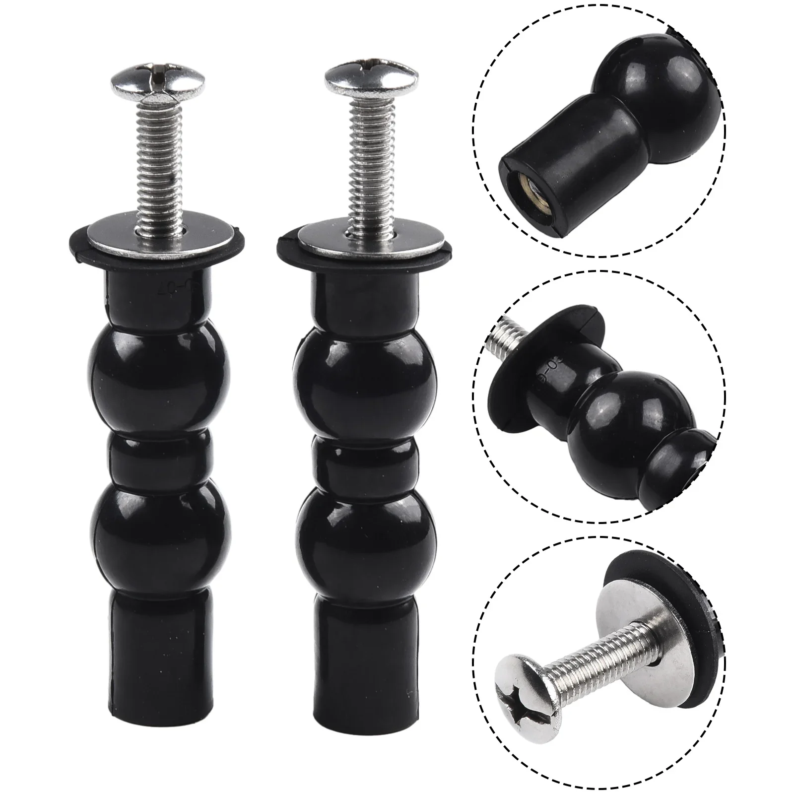 Replacement Set of 2 Toilet Hinge Screws with Expanding Rubber Bolt and Stainless Steel Nuts for Secure Toilet Bolt Installation