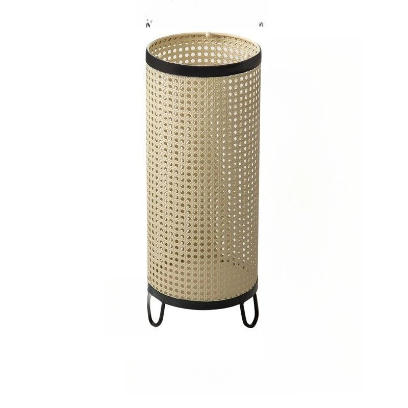 

Nordic wrought iron rattan hollow bucket round storage bucket household umbrella shelf hanging drain