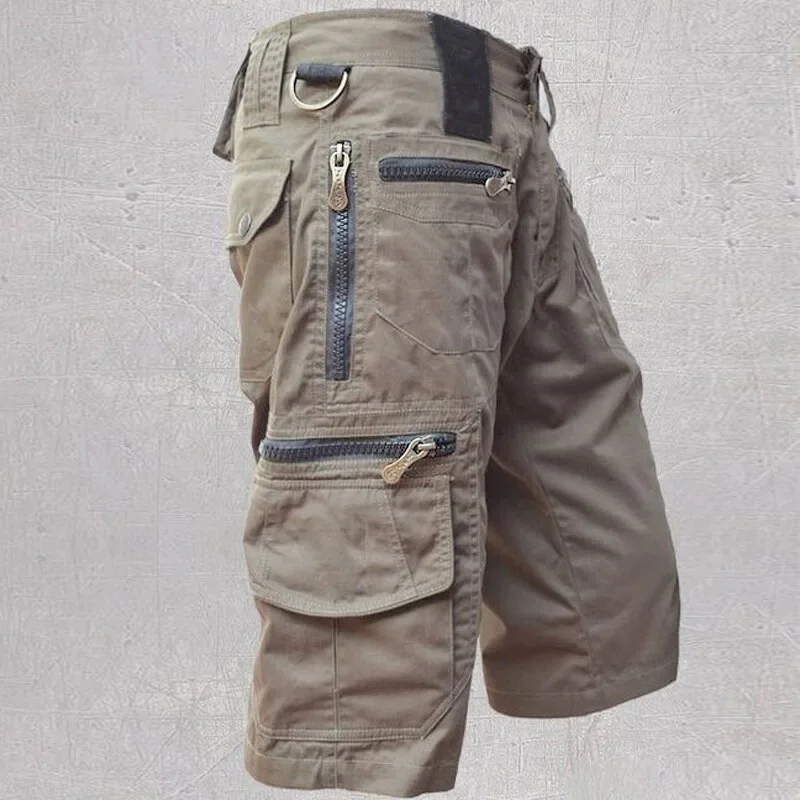 

Summer Capri's Loose Straight Tube Cargo Shorts Pure Cotton Male Work Shorts Outdoor Multi-Pocket Shorts