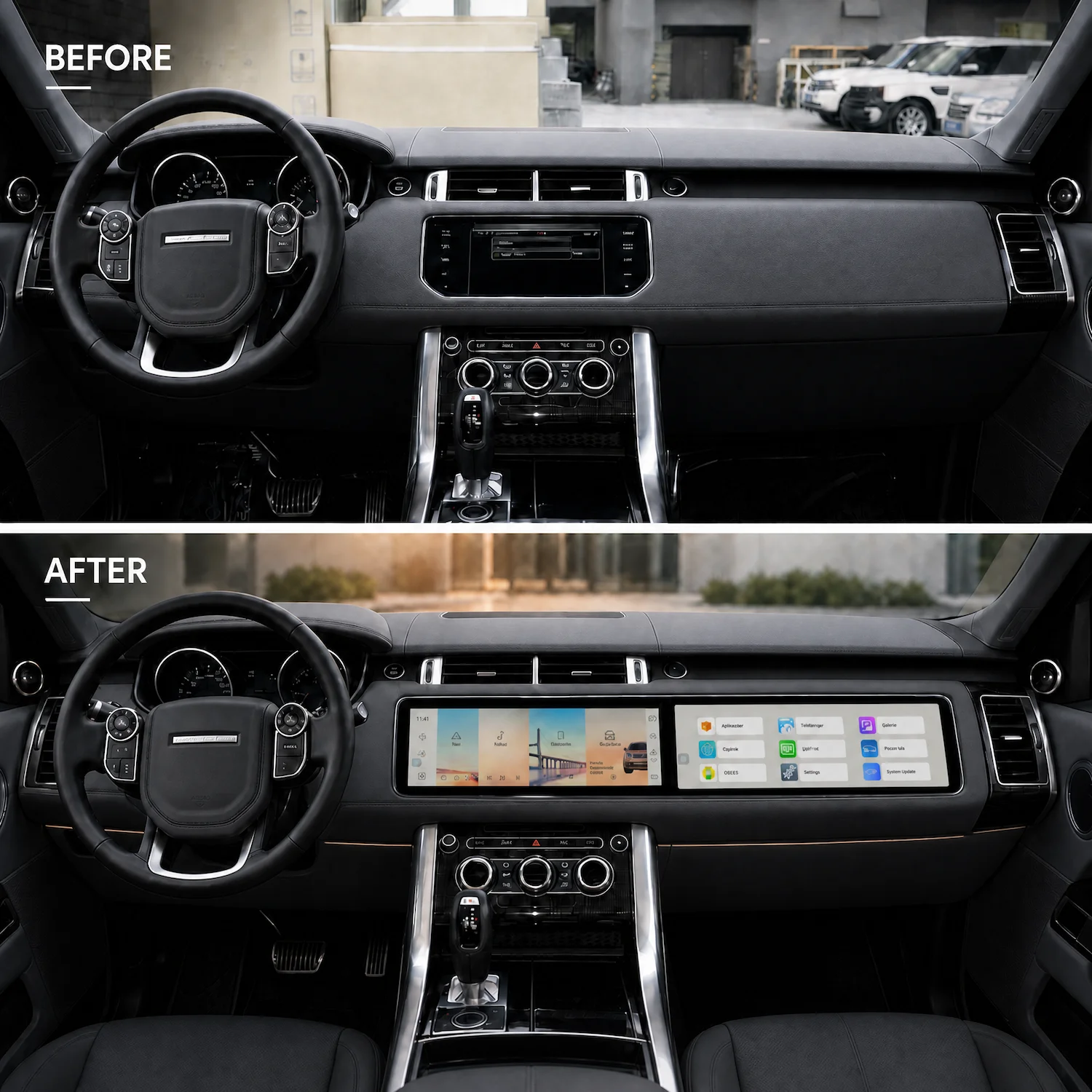 Dual 12.3 Inch Android Car Navigation for Land Rover Range Rover Vogue L405 2014-2017 Wireless CarPlay Android Auto 4G WiFi