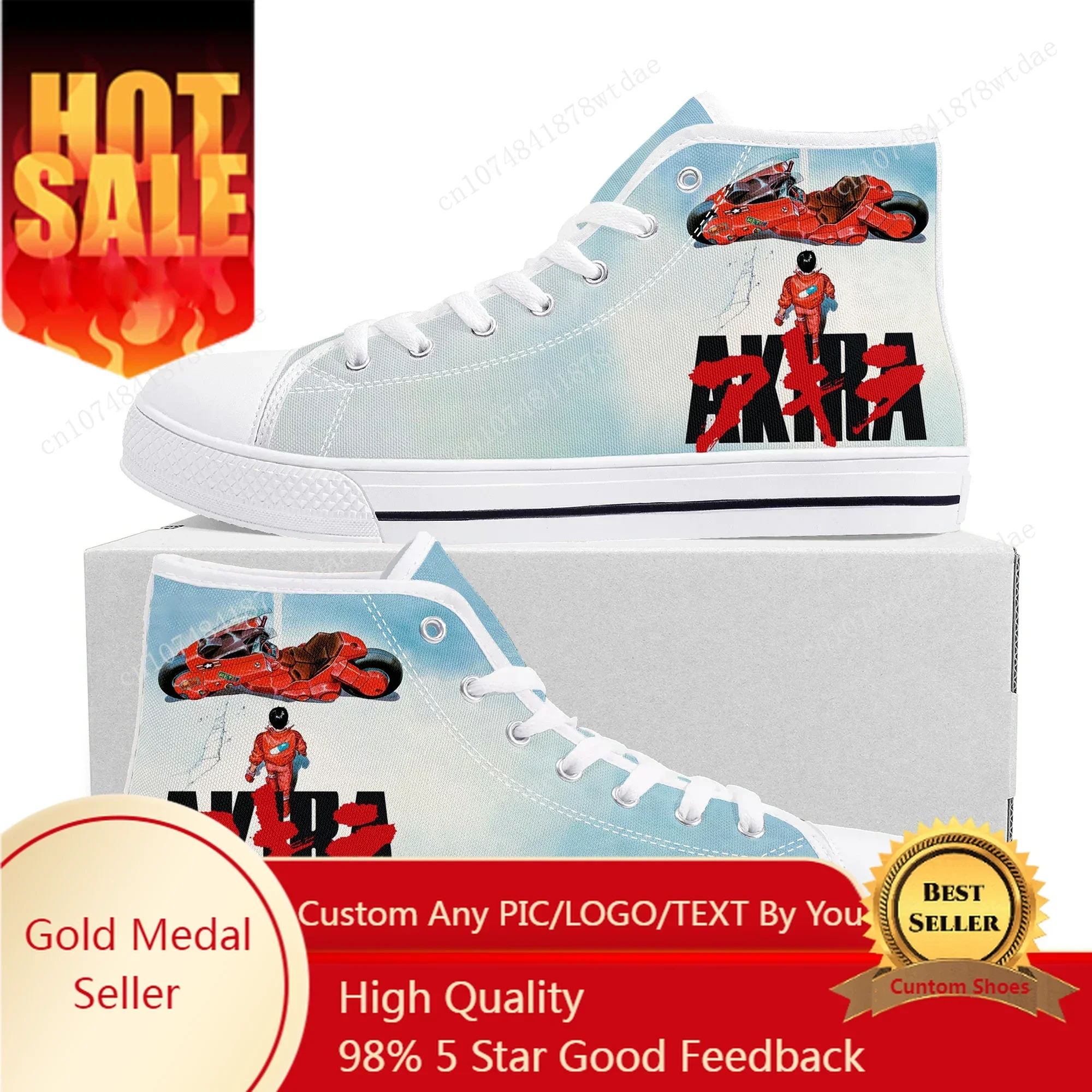 

Akira Synthwave High Top Sneakers Mens Womens Teenager High Quality Canvas Sneaker Classic Comics Manga Couple Customized Shoes